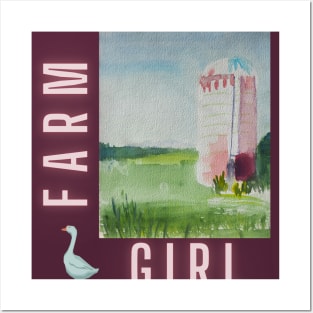 Farm Girl & Silo v4 Posters and Art